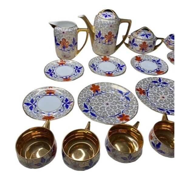 G&H Czechoslovakia Vienna Style Porcelain Demitasse Dinner Coffee Tea Set - Picture 5 of 12